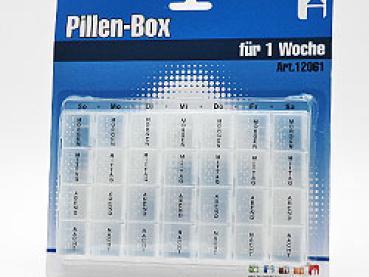 Pillen-Box, 7 Tage, auf Blisterkarte, 17 x 11cm 