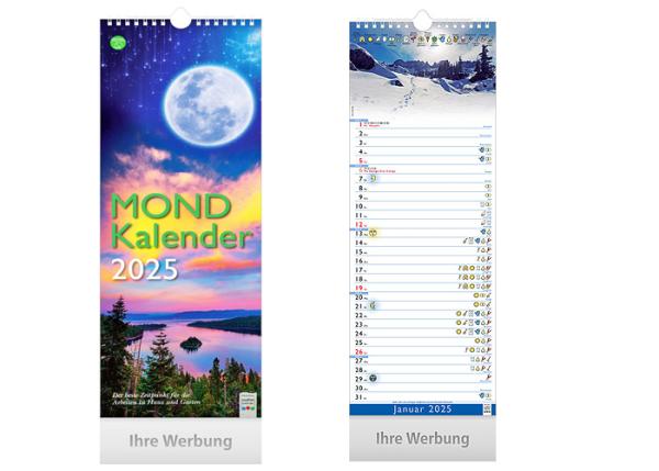 Streifenkalender 2025, "Mondkalender" 52x12cm, -ab ca.19.06.2024