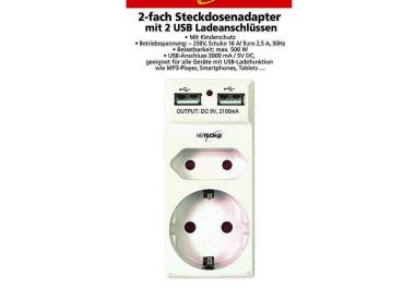 2-fach Steckdosenadapter + 2 USB Ladeanschlüssen mit Kinderschutz