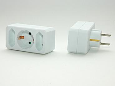 3-fach Stecker - Adapter  2 +  1, ohne Kabel , weiß 