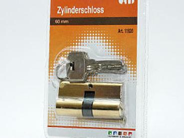 Zylinderschloss 60 x 31 mm, Ø 16 mm, 3 Schlüssel auf Blisterkarte