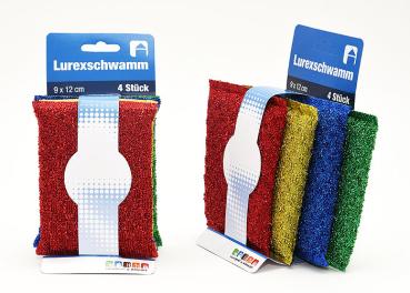 Lurex-Schwamm, 4-er Set, farblich sortiert, Metallic , 4 x 10 g