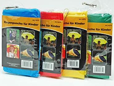 Regenponcho für Kinder, sortiert in gelb, blau, grün, rot 