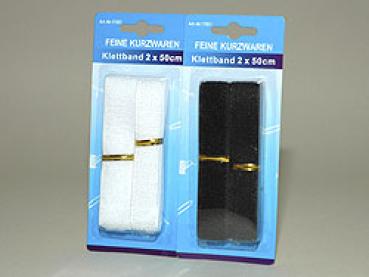 Klettband zum nähen 2 x 50cm, 2cm breit,  weiß + schwarz sort. 