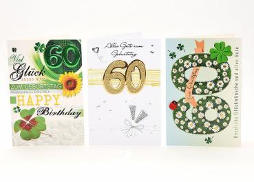 Geburtstagskarte 11,5x17cm, Handmade,60. Geburtstag -9999-60-