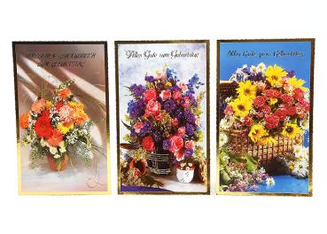Postkarte,  Geburtstag, Blumen, 11,5 x 19cm -1006-2