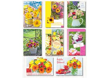 Glückwunschkarte, "Blumen" 11,5 x 17,5cm, sortiert - 11517