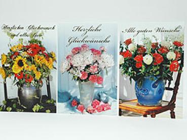 Glückwunschkarte 11,5 x 17,5cm, Blumen, goldgeprägt  - 3280 