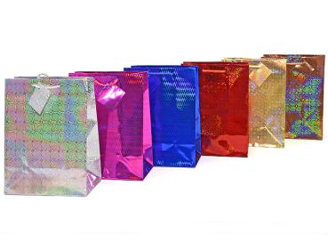 Geschenktüte "LASER - MEDIUM", 18 x 23 x 10 cm, 6 Farben sort., mit Anhänger