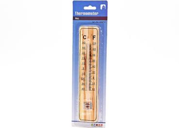 Thermometer ca. 21 x 4 cm, Holz  auf Blisterkarte