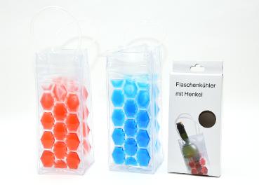 Flaschenkühler mit Griff, 10,5 x 25 cm, rot + blau sortiert 