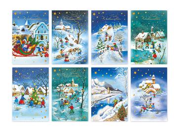 Weihnachtskarte 11,5x17cm, W-mann mit Glimmer -4548-