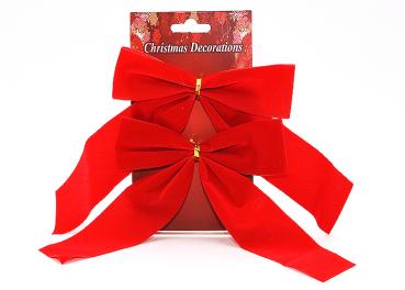2 Rote Geschenkschleifen, Samt, 15x19cm, für innen und außen