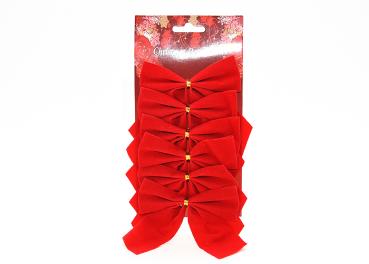 6 Rote Geschenkschleifen, Samt, ca 9x10cm, für innen und außen 