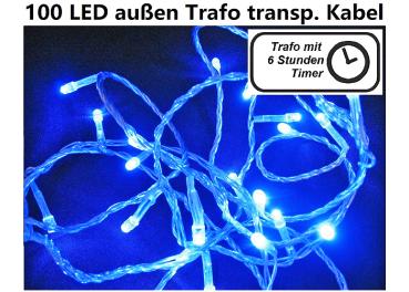 100 LED Lichterkette  , für Außen mit Trafo u. transp. Kabel ca.10m