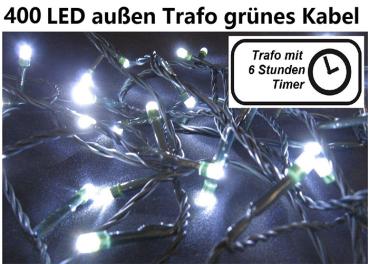 400er LED-Lichterkette weiß für außen, grünes Kabel - ab ca. 01.09.2022 -  