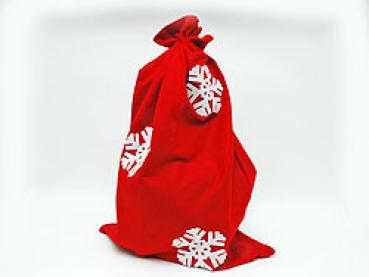 Weihnachts-Sack aus Filz, mit Schneeflocken, rot, 90 x 60 cm 