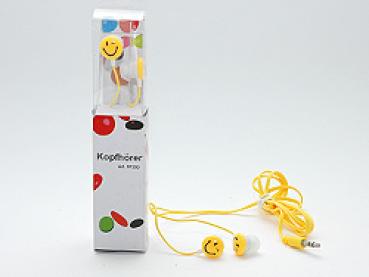 Kopfhörer - MINI (Ohrhörer) Smiley gelb , in Klarsichtbox