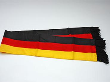 Deutschland-Schal  16 x 130cm, mit Fransen, leichter Polyester  - SONDERPOSTEN -