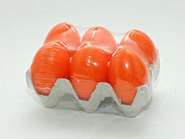 6er Ostereierkerze, getaucht, Orange, Ø 44mm,  H= 62mm  (6 Eier = 1 Stück)