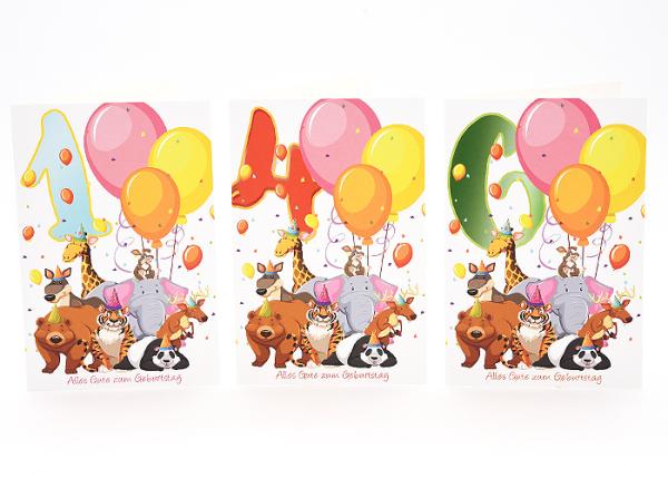 Kinder-Zahlen-Geburtstagskarte 17,5 x 11,5 cm, sortiert -5187-