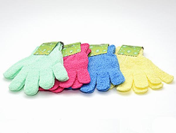 2er Massage Handschuh, 4 Farben sort., 100% Polyester-Sonderposten-