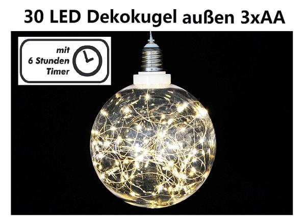30er LED Deco Kugel, außen 3xAA,warmweiss Dm. 12cm -ab ca.01.09.2024-