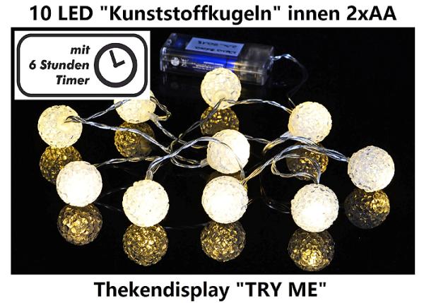 10 LED Kunstoffkugeln innen 2 x AA Batterie im Thekendisplay -ab ca.01.09.2024-