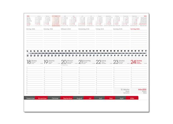 Wochenquerkalender  2025  30x10cm, 1Woche auf 2 Seiten 