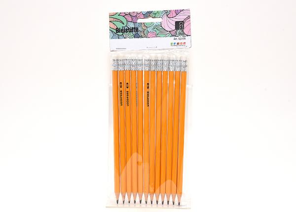12 Bleistifte mit Radiergummi, gespitzt, HB, mit Hänger
